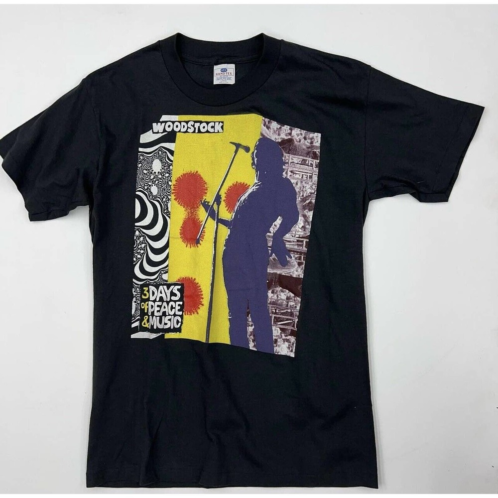 Vintage Handtex Shirt Mens Large 1990's WOODSTOCK Music Festival Rock CONCERT